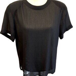 Vintage 90s Crinkle Blouse: Rena Rowan Navy Button-Back Top, Plus Size 14